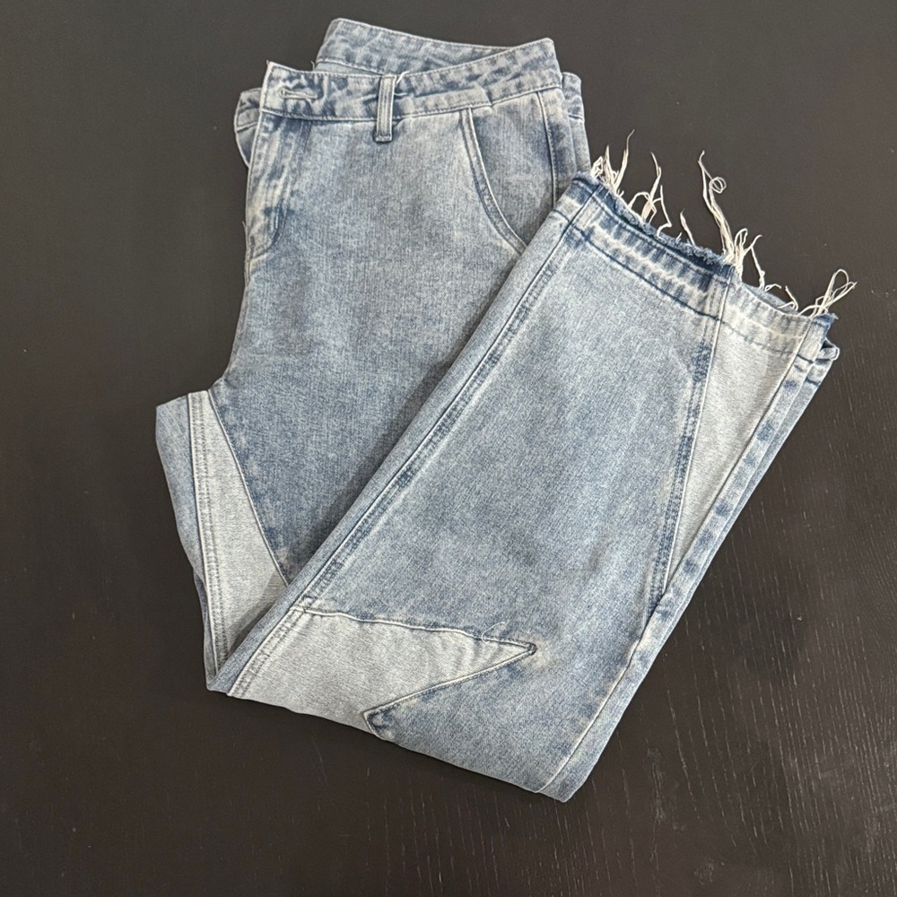 ROMWE Men Cotton Star Pattern Straight Leg Baggy Jeans - Picture 4 of 5